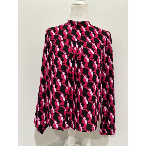 Avec les Filles Pink & Black Animal Print Blouse NWOT Size XS - Picture 2 of 8